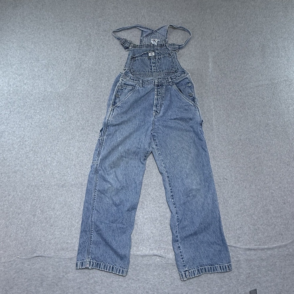 Vintage Calvin Klein Bib Overalls CK Blue Jeans Denim Baggy Mens S Small 90s y2k